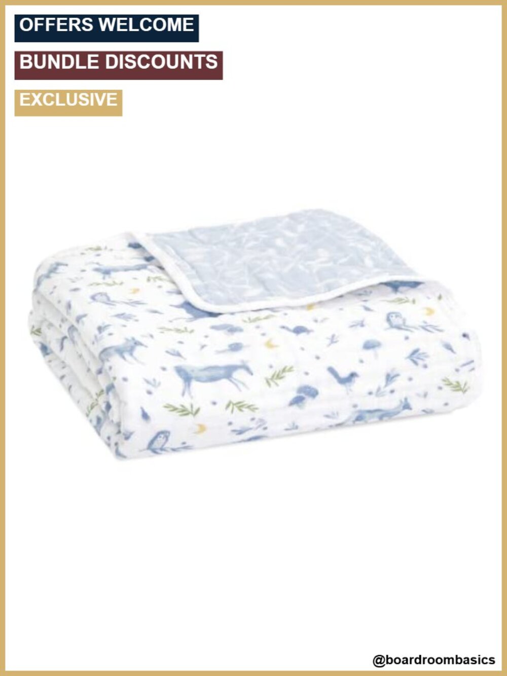 Organic Cotton Muslin Baby Blanket 47x47 Crib Stroller Nursery